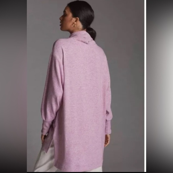 Anthropologie Maeve Tunic Cowl Neck Sweater Medium Relaxed Soft Pink Oversized - Picture 3 of 15